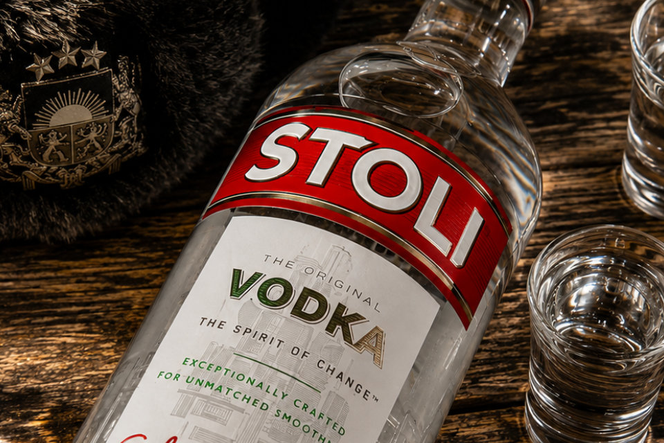 Stoli vodka a cepice